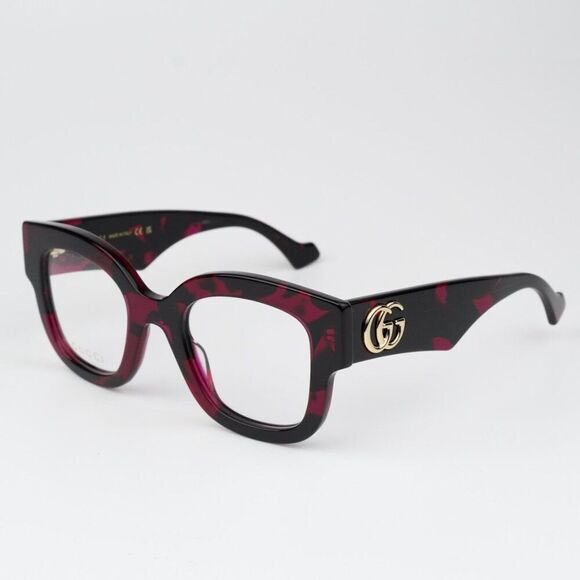 NEW Gucci GG1423O 003 Fuchsia Havana Women Square Eyeglasses GG 1423O - Picture 1 of 11